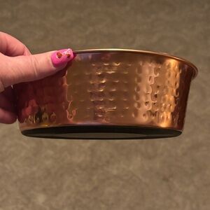 Hammered Stainless Steel Pet Bowl With A Copper Finish